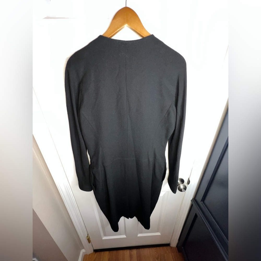 Vtg Unbranded Women’s 12 100% Wool Long Sleeve Black Sheath Dress USA L - Picture 4 of 12